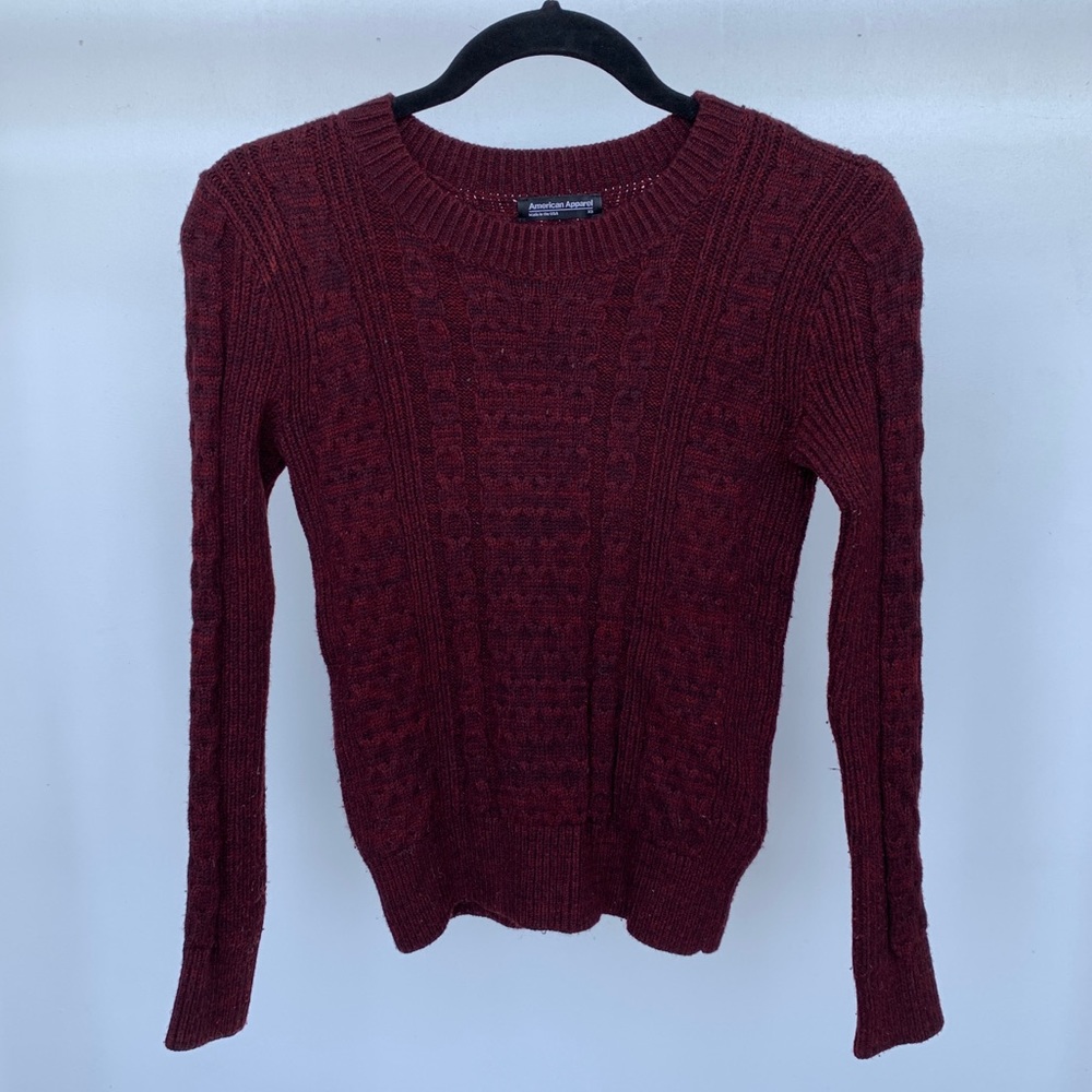 American Apparel Maroon Cable Knit Sweater